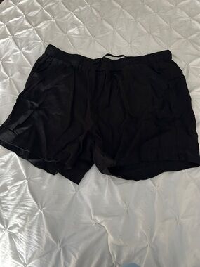 Briggs Black Linen Drawstring Shorts